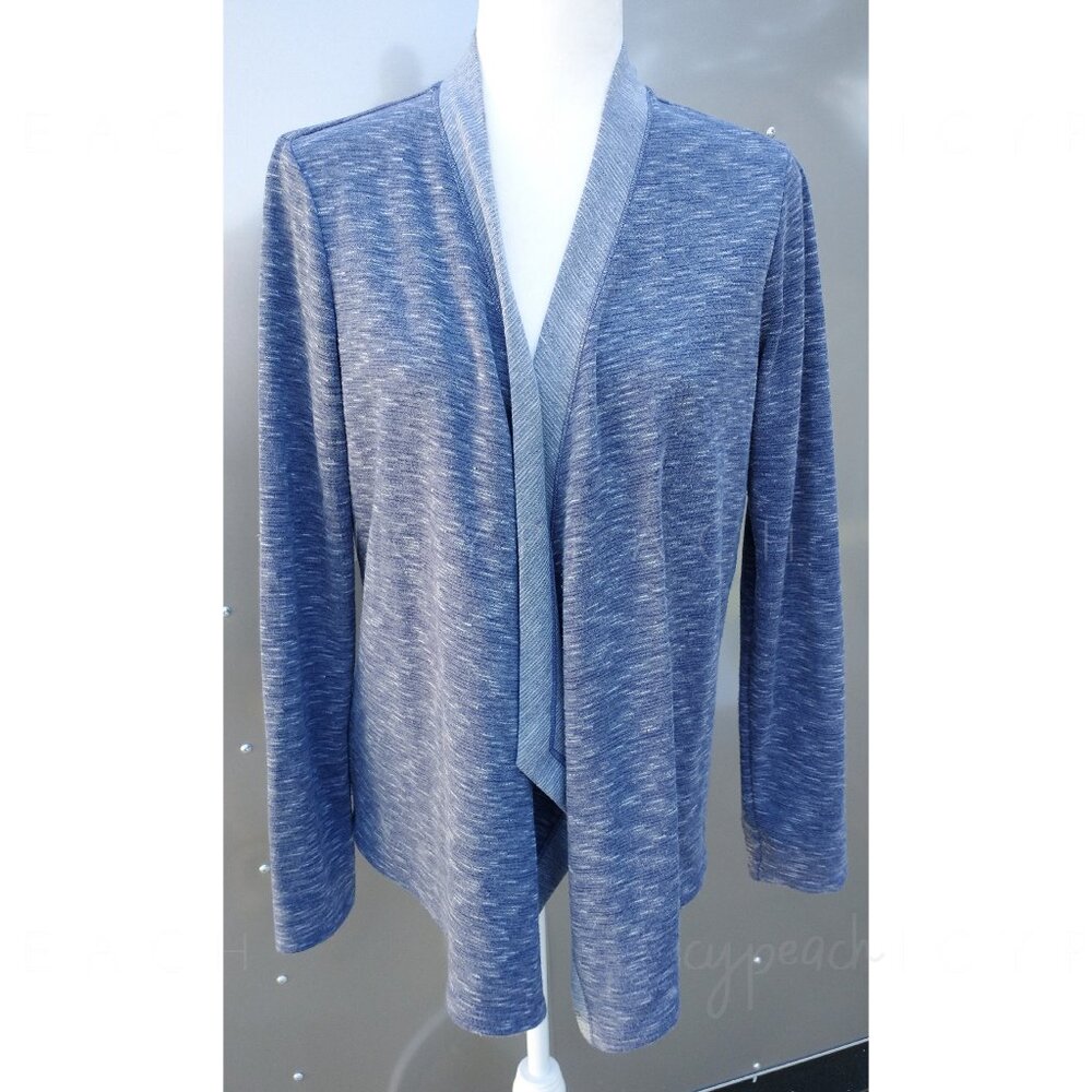 Sunday Cardigan Size Small Blue Heather Preppy Waterfall Open Front Sweatshirt
